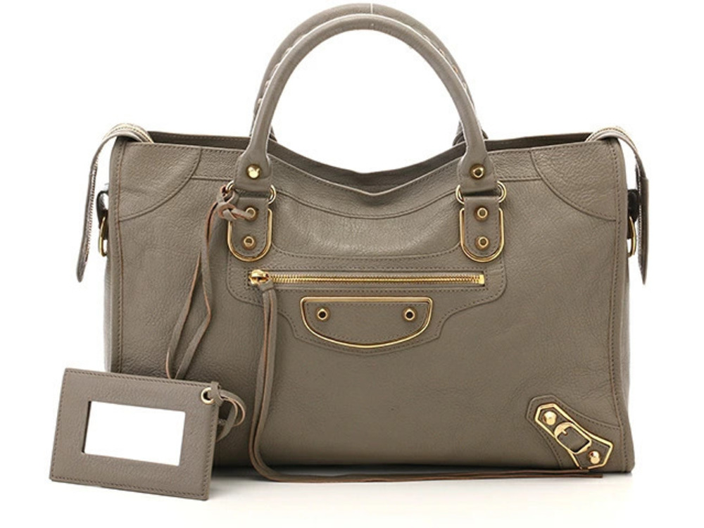 Balenciaga Bag The City Shoulder Embossed Gray